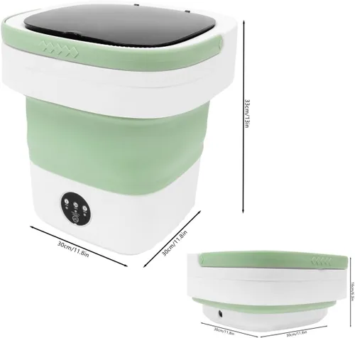 Vista 7 de Lavadora portátil, 12L mejorada con cesta giratoria, mini lavadora plegable con 3 modos de limpieza pequeña para ropa de bebé, ropa