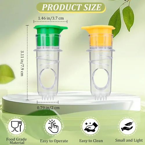 Vista 5 de 2 mini exprimidores de limón, exprimidor de limón con tapa de rosca con filtro integrado, exprimidor de lima pequeño con tapa, exprimidor