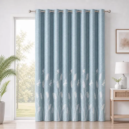Vista 21 de Melodieux Cortinas texturizadas de lino con bordado de trigo para sala de estar, dormitorio, cortinas de ventana con patrón floral de granja