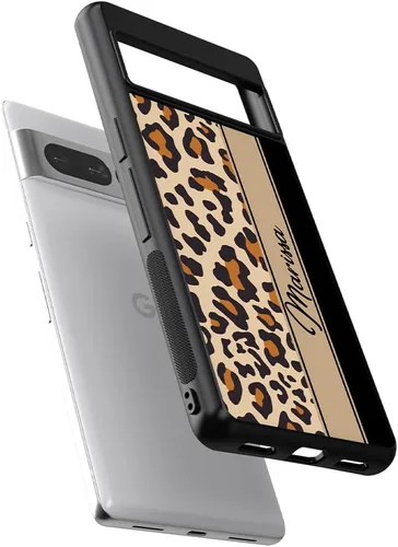 Vista 3 de Funda de goma negra personalizada de piel de leopardo marrón y negro compatible con Google Pixel 10, 10 Pro, 10 Pro XL, 9a, 9 Pro, Pixel 9, Pixel 9