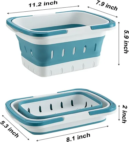 Vista 2 de Organizador de plástico para productos de suministros de limpieza, cesta plegable de almacenamiento con asas, organizador de caja para baño, cocina