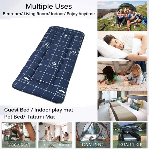 Vista 2 de Colchón de futón japonés de 1.2 pulgadas, tapete de tatami para futón, colchón grueso para dormir, plegable, para habitación, hotel, dormitorio