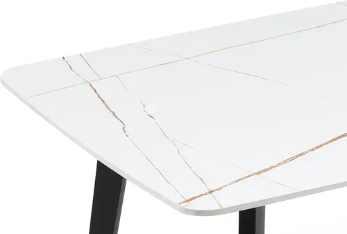 Vista 5 de LKTART Mesa de comedor ovalada blanca de 62.5 pulgadas con mesa de piedra sinterizada y patas de metal (sin sillas)
