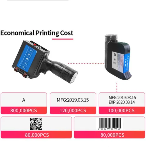 Vista 8 de PEKOKO LB100S Impresora de inyección de tinta térmica TIJ portátil inteligente de mano de 0.500 in en línea QR Bar Lote Número de fecha Máquina