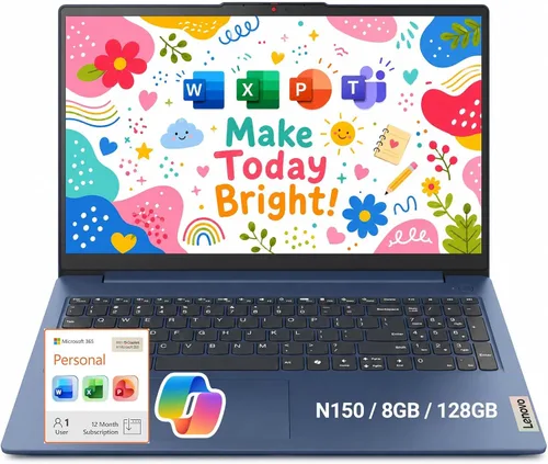 Vista 2 de Lenovo - IdeaPad Slim 3i 15.6 Full HD Laptop - Intel N150 Processor - 8GB RAM - 128GB SSD - Windows 11 for Work & School, Lightweight, Win 11, WiFi6