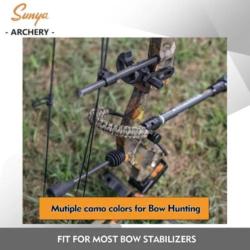 Vista 2 de SUNYA Archery Bow Wrist Sling, 550 Paracord Strap with Stretch Lanyard. Fit Compound Bow Stabilizers Montaje de aluminio-Camo