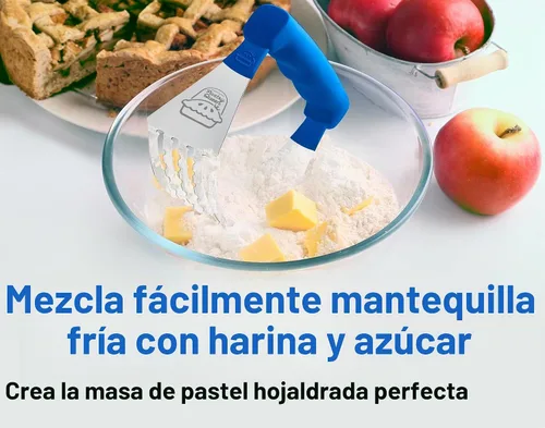 Vista 2 de Cortador de repostería y licuadora de masa de acero inoxidable, color azul