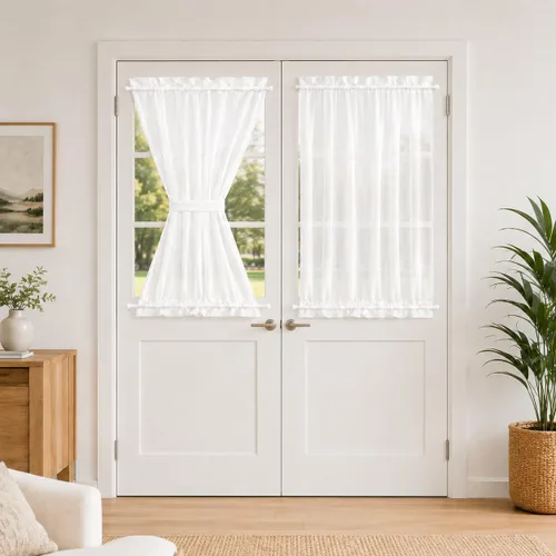Vista 9 de Aquazolax - Cortinas transparentes para puerta y ventana gris - Cortinas con bolsillo para barra de 25 x 40 pulgadas para puertas de cristal