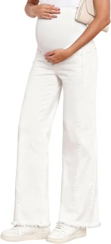 Vista 10 de BLENCOT Jeans de maternidad para mujer, pierna recta, elásticos, rasgados, para embarazo, jeans de novio