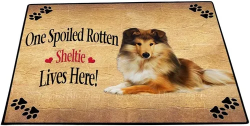 Vista 16 de Doggie of the Day Shetland Sheepdogs Floor Mat - Carnival Kissing Booth - Best Dog Doormat - Protector Decor - Unique Portrait Art - Premium Quality