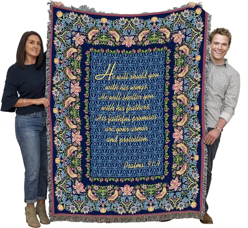 Vista 37 de Pure Country Weavers Great is Thy Faithfulness Blanket - Escrituras - Lamentaciones 3:23 - Tapiz cuadrado para regalo de regazo tejido de algodón