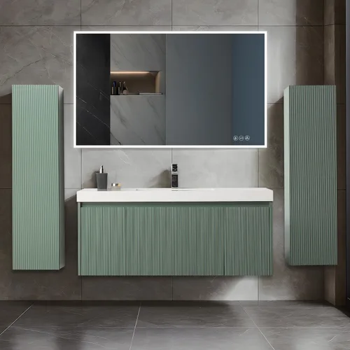 Vista 15 de Blossom Lavabo de baño de 20 pulgadas con tocador, todo en madera montado en la pared, gabinete flotante de baño con tocador con fregadero
