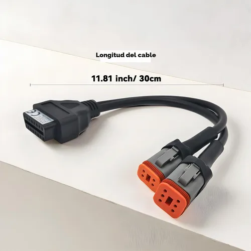 Vista 5 de Adaptador OBD2 para Harley 2 en 1 [4 pines + 6 pines] a cable de diagnóstico de motocicleta de 16 pines, conector de herramienta de escáner