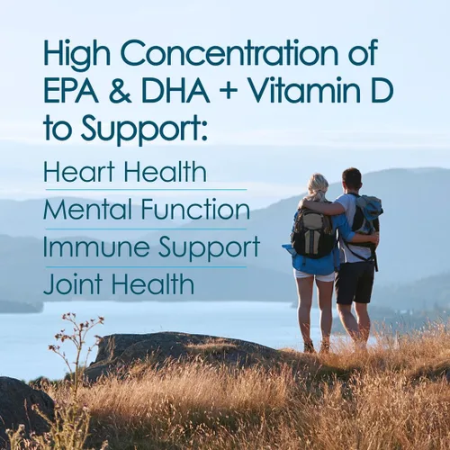 Vista 5 de AquaOmega - Líquido omega-3 de alta EPA con DHA y vitamina D, aceite de pescado Omega 3 capturado en la naturaleza, 4380 mg Omega 3 Suplementos