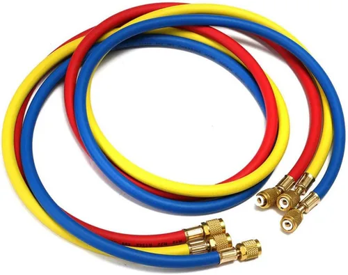 Vista 3 de Mangueras de carga de refrigerante con medidor de colector de diagnóstico para carga de refrigerante R410A R22 R404, juego de manguera de rosca