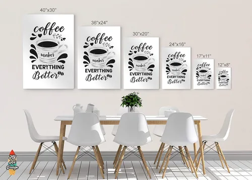 Vista 7 de HB Art Design Coffee Makes Everything Better Black Quote and Mug Sketch Metal Print Wall Art Coffee Bar Decor Coffee Signs Kitchen Wall Decor Dining