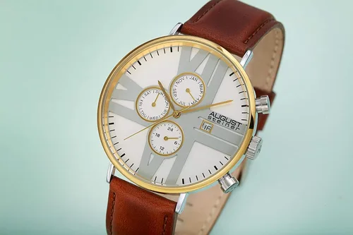 Vista 6 de August Steiner AS8212 - Reloj multifunción para hombre con esfera con patrón único con correa de cuero genuino
