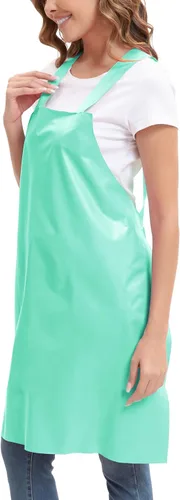 Vista 3 de Nanxson Delantal impermeable de TPU con bolsillo, delantales de trabajo ligeros para niñas, estilo H para lavar platos, aseo de mascotas, jardinería
