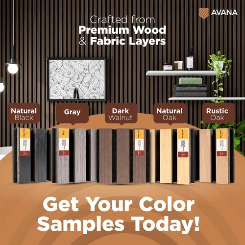 Vista 3 de Paquete de Muestras de Color de Paneles de Pared Acústicos Avana - Paneles de Madera Premium para Decoración de Paredes - Insonorización