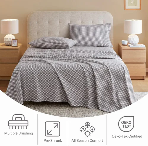 Vista 51 de Sleep Philosophy - True North - Juego de sábanas de franela, 100% de algodón, cómodo, bonito y muy suave, con bolsillo elástico que se adapta a