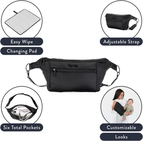 Vista 3 de Itzy Ritzy's Ritzy Pack Fanny Pack & Crossbody Diaper Bag - Multi-Use Lightweight Bag Features 6 Pockets & an Adjustable Strap - Wear As a