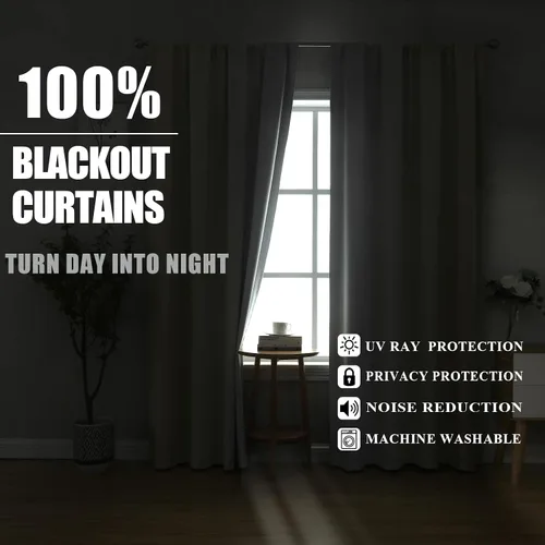Vista 3 de Estelar Textiler Cortinas oscurecedoras beige y blanco grisáceo de 45 pulgadas de largo, cortinas graduadas con bloqueo de luz para baño, cortinas