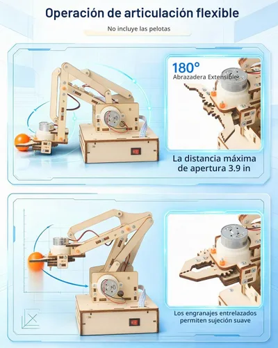 Vista 3 de Kits de brazo robot, robótica para niños de 8 a 12 años, 14 a 16 años, juguetes STEM, proyectos de circuitos de construcción, experimentos