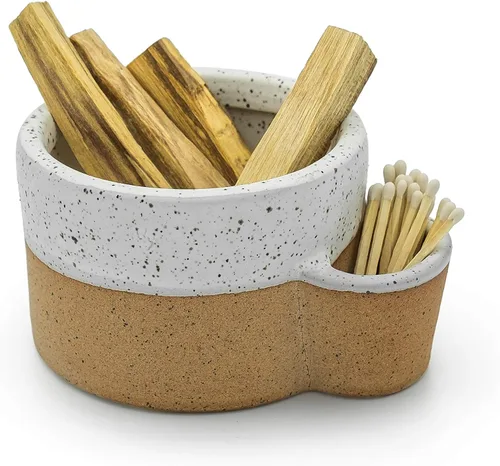Vista 8 de Bursera Cuenco de cerámica de ónix, árbol plantado con cada pedido, cuenco decorativo con ranura lateral para fósforos, cuenco para quemaduras