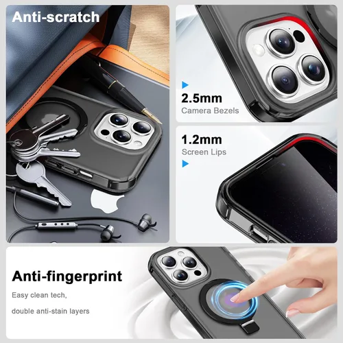 Vista 5 de Funda de cuerpo completo a prueba de golpes para iPhone 13 Pro con soporte magnético invisible [compatible con MagSafe] protector de pantalla