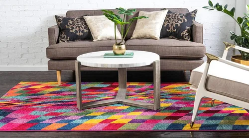 Vista 3 de Unique Loom Estrella Collection - Alfombra geométrica, abstracta, colorida, moderna, ecléctica, 3 pies 3 pulgadas x 5 pies 3 pulgadas, multicolor