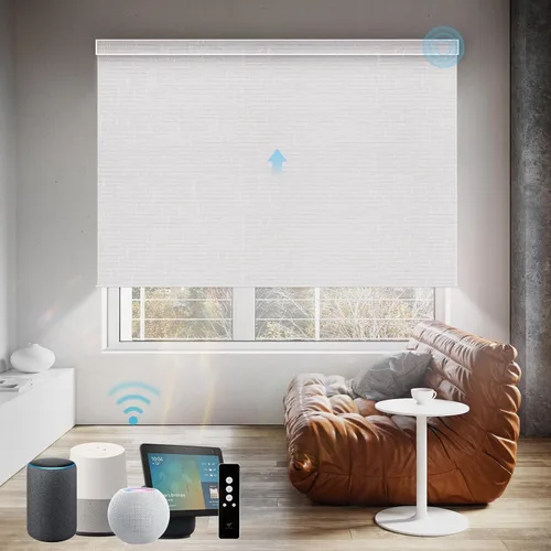 Vista 61 de SmartWings Persianas Motorizadas con Sombras para Ventana Control Remoto Funciona con Thread Apple Homekit Z-Wave Alexa 100% Blackout de Doble Cara