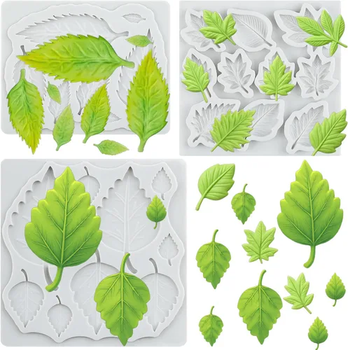 Vista 21 de Molde de Silicona de Hoja Molde de Hoja de Arce Molde de Fondant Moldes de Hoja de Rosa Moldes de Hojas de Helecho Moldes de Caramelo Para