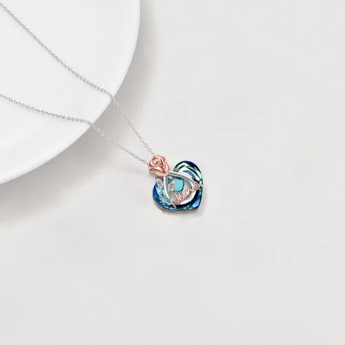 Vista 4 de POPKIMI Rose Flower Love Heart Necklaces Best Gifts for Women Gifts for MomGrandma NanaWifeAuntDaughter Necklace Birthday Jewelry Gifts 925 Sterling