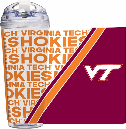 Vista 123 de Rico Industries Taza acrílica NCAA estándar de 24 onzas con tapa con bisagra, taza de doble pared oficialmente licenciada con pajita