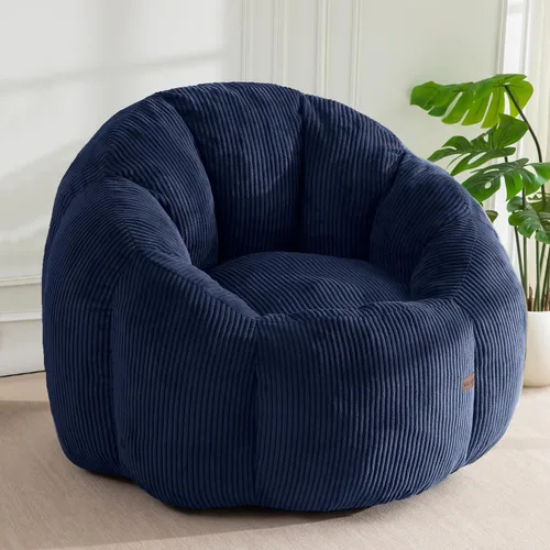 Vista 17 de MAXYOYO - Puf con otomana, silla gigante de calabaza para adultos Beige