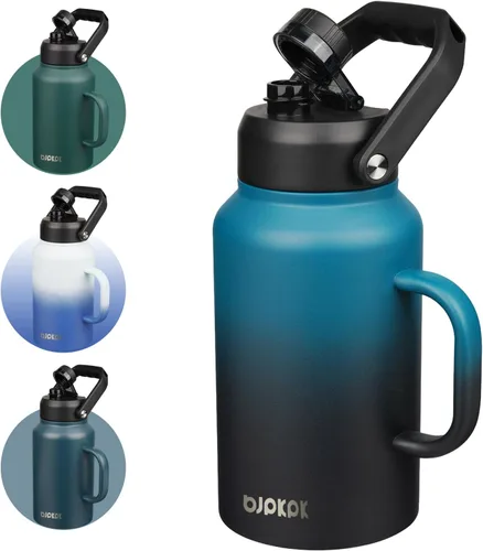 Vista 46 de BJPKPK Botella de agua aislada de un galón (128 onzas), de acero inoxidable, apta para lavavajillas, jarra sin BPA con mango ergonómico y parte
