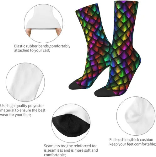 Vista 5 de LAZIRO Dragon Scale 3D - Calcetines estampados unisex con personalidad de lujo, 15.7-16.5in