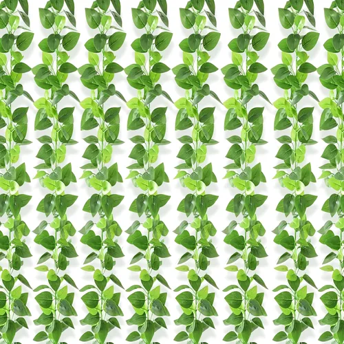 Vista 11 de BLEUM CADE 2 enredaderas falsas con hojas de potos sintéticas, guirnalda de hiedra artificial, plantas artificiales para dormitorio, sala de estar