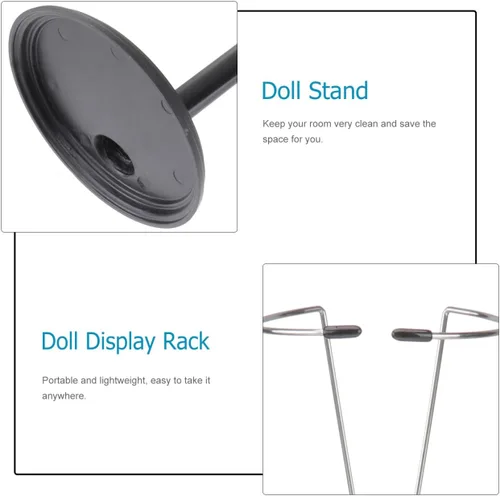 Vista 4 de jojofuny 2Pcs Black Doll Stand for 12 to 15 Inch Dolls & Action Figures - Adjustable Height 7.8-11 Inches Metal Wire Figure Display Stand Holder