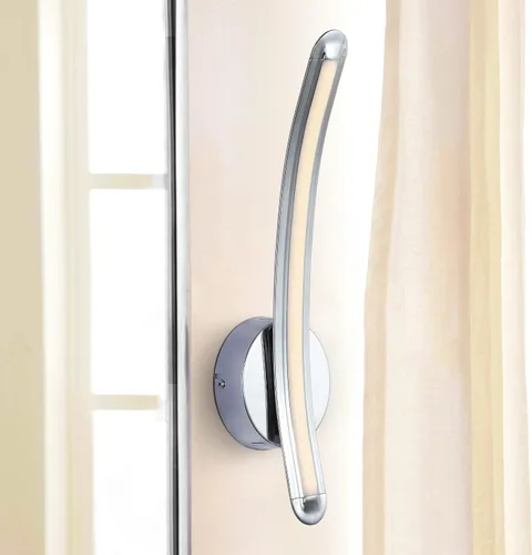 Vista 3 de JONATHAN Y Aplique de pared de metal cromado de 17.7 pulgadas, lámpara curva moderna minimalista LED integrada regulable para baño, sala de estar