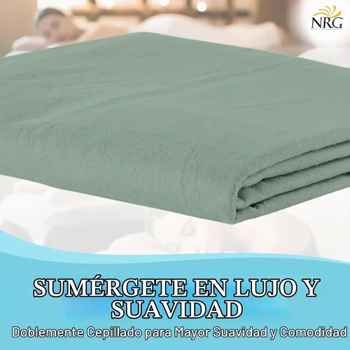 Vista 3 de NRG - Sábanas bajeras de franela de lujo para mesa de masaje, color salvia, 100% algodón cepillado doble, sábanas de peso medio, 200 hilos, elástico