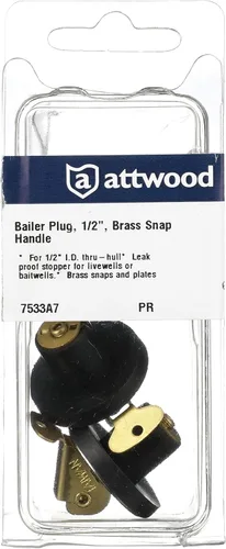 Vista 4 de Attwood 7534A3 Tapón de drenaje de latón Livewell/Bailer