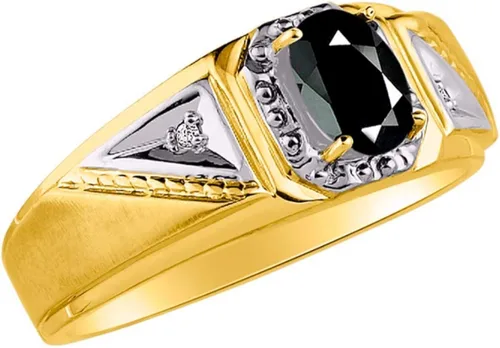 Vista 3 de Rylos Anillos para hombre oro amarillo de 14 quilates clásicos de 0276 x 0197in piedras preciosas ovaladas y auténticas brillantes de diamante