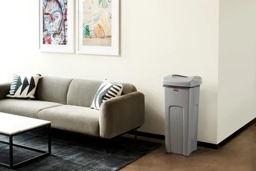 Vista 4 de Rubbermaid Commercial - bote de basura cuadrada intocable, cuadrado, Gris