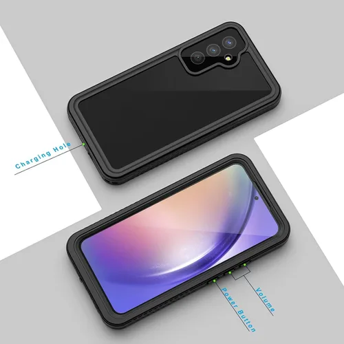 Vista 6 de Lanhiem Funda para teléfono Samsung Galaxy A54 5G, IP68 impermeable a prueba de polvo, [protector de pantalla integrado] Funda protectora de cuerpo