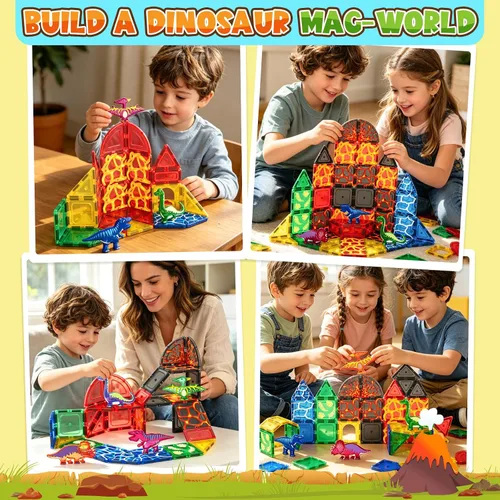 Vista 3 de Juego de bloques magnéticos de bloques magnéticos de lava para niños mayores de 3 años