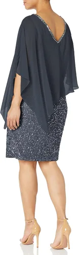 Vista 2 de J Kara Vestido corto de cóctel con cuentas para mujer, talla grande