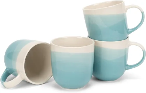 Vista 24 de Elanze Designs Paquete de 2 tazas de café de cerámica de cerámica de 14 onzas, color verde eucalipto