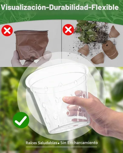 Vista 6 de Paquete de 10 macetas de orquídeas de 7 pulgadas, macetas de plástico más