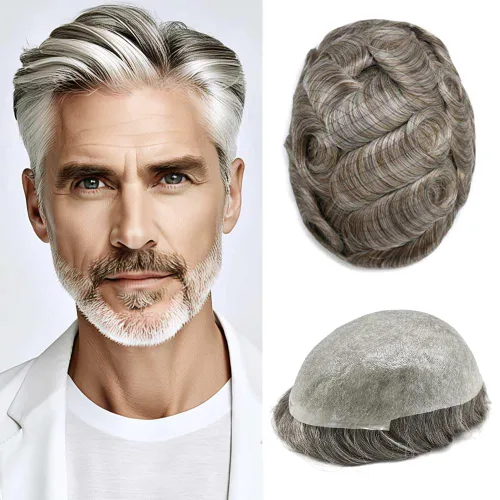 Vista 39 de Hombres Toupee Hair Thin Skin 0.06 Men's Toupee Hair Piece Remy Human Hair System Mens Hairpieces Invisable Hairline Protesis Capilar Para Hombre